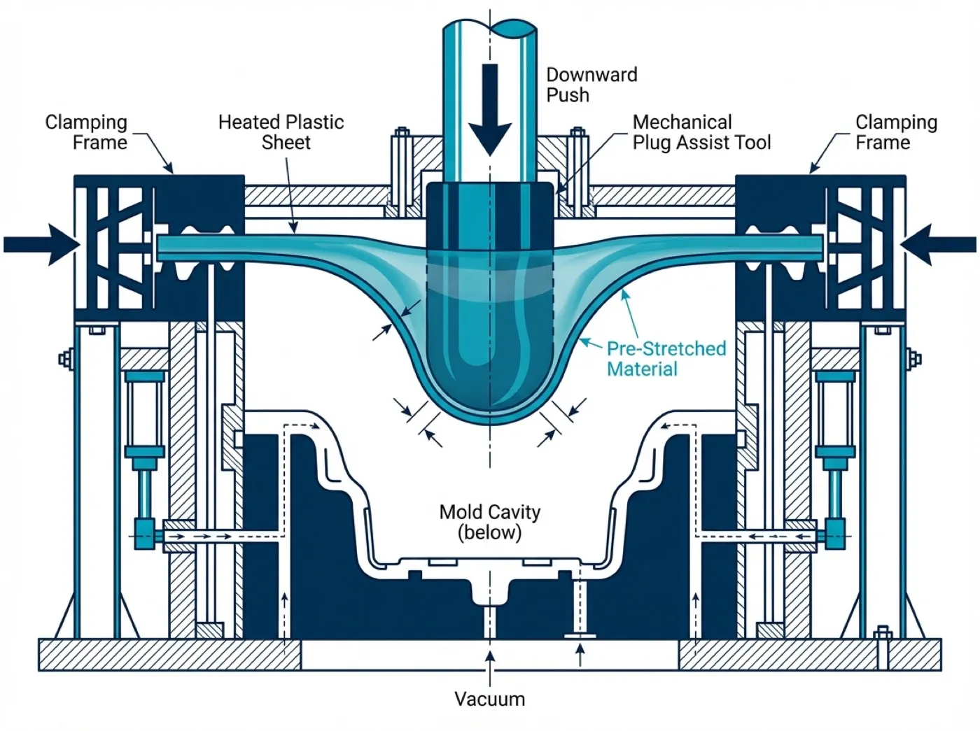 Plug-assist forming — technical process diagram