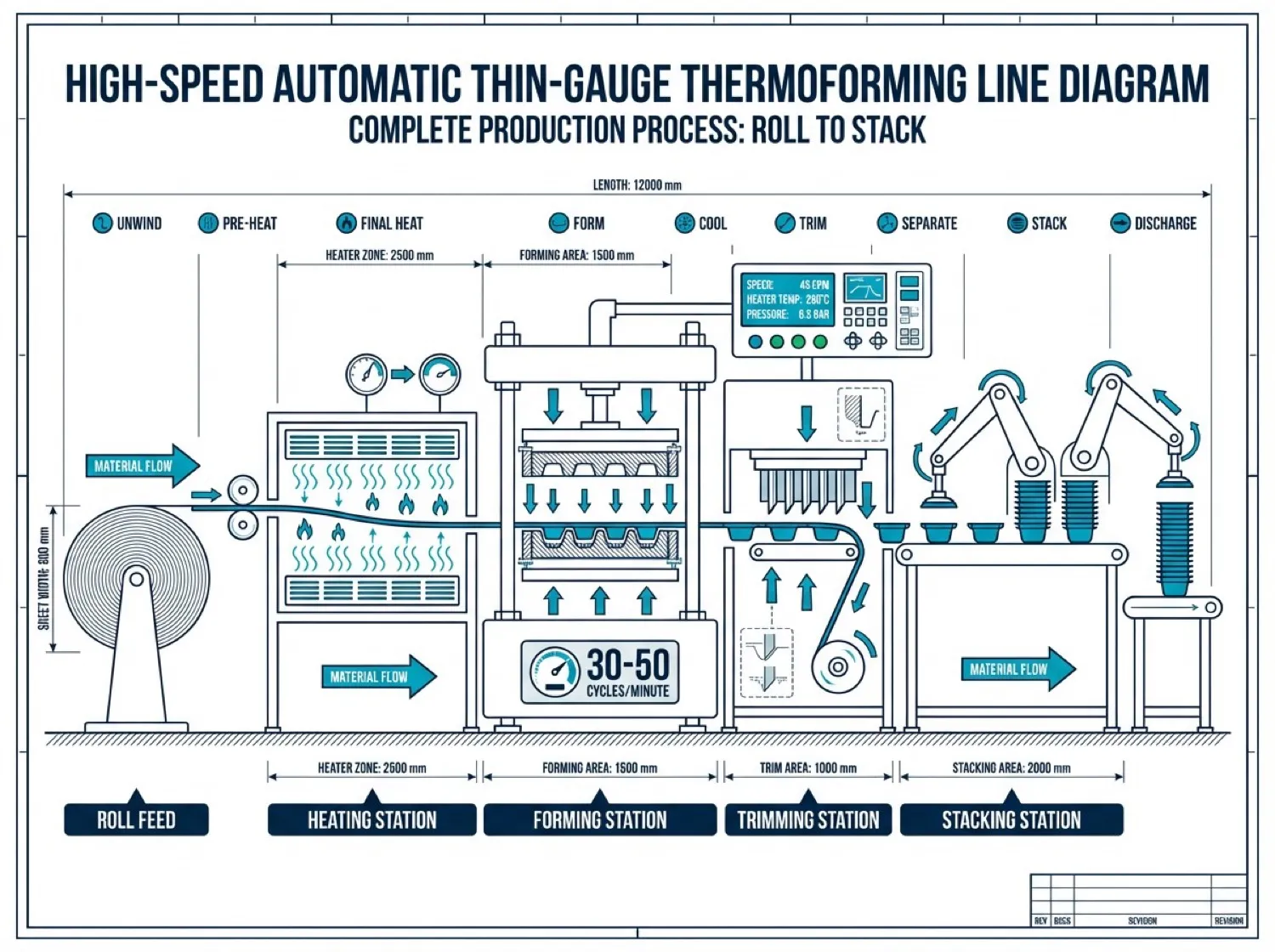 Thin vs thick gauge — technical process diagram