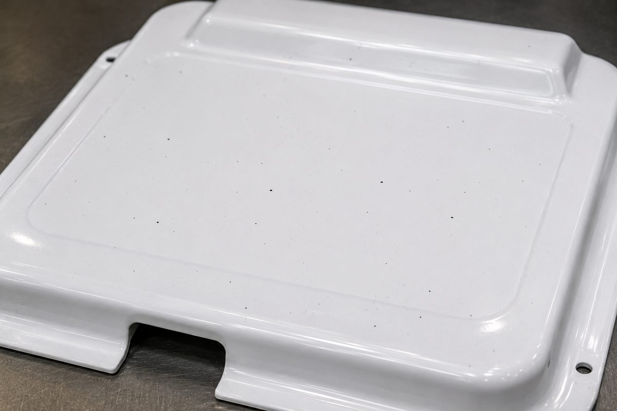 Black spots & specks — visual reference of the defect on a thermoformed part