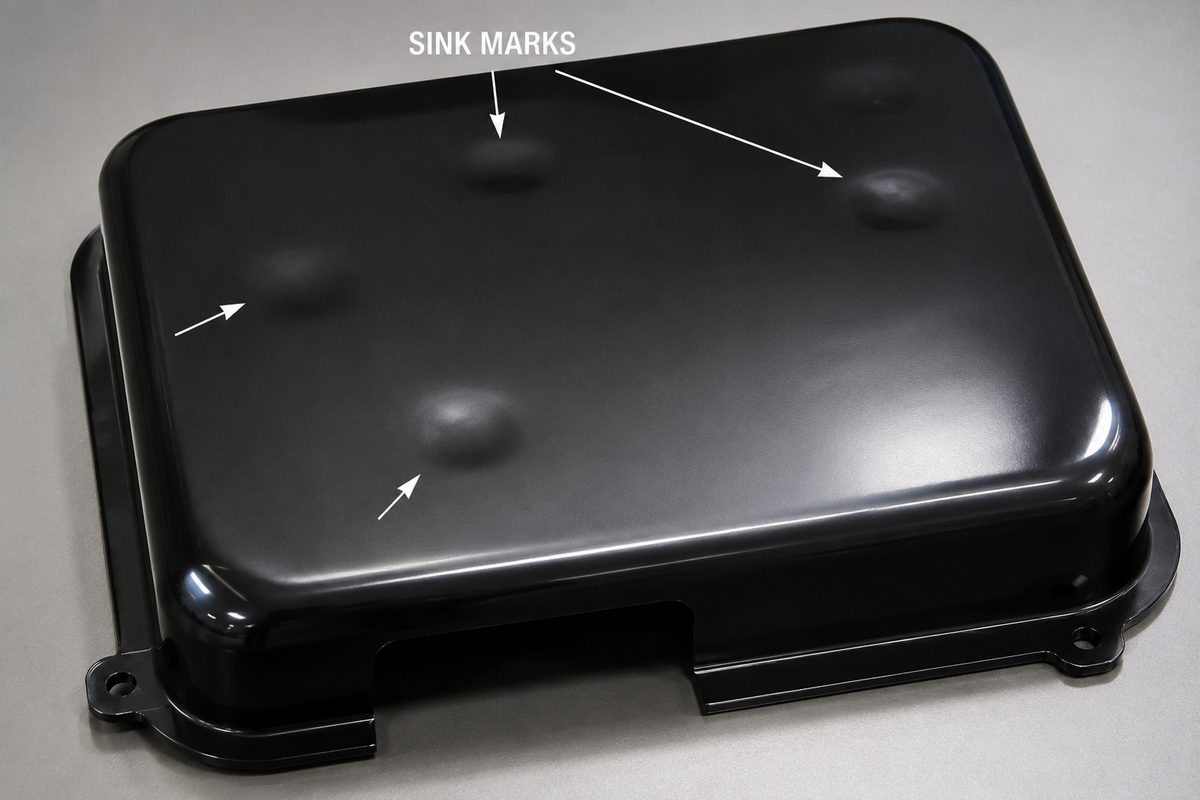 Sink marks — visual reference of the defect on a thermoformed part